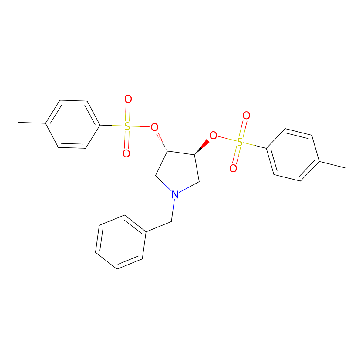 (3S,4S)-1-Benzylpyrrolidine-3,4-diyl bis(4-methylbenzenesulfonate) molecular structure, CAS 2413162-40-8