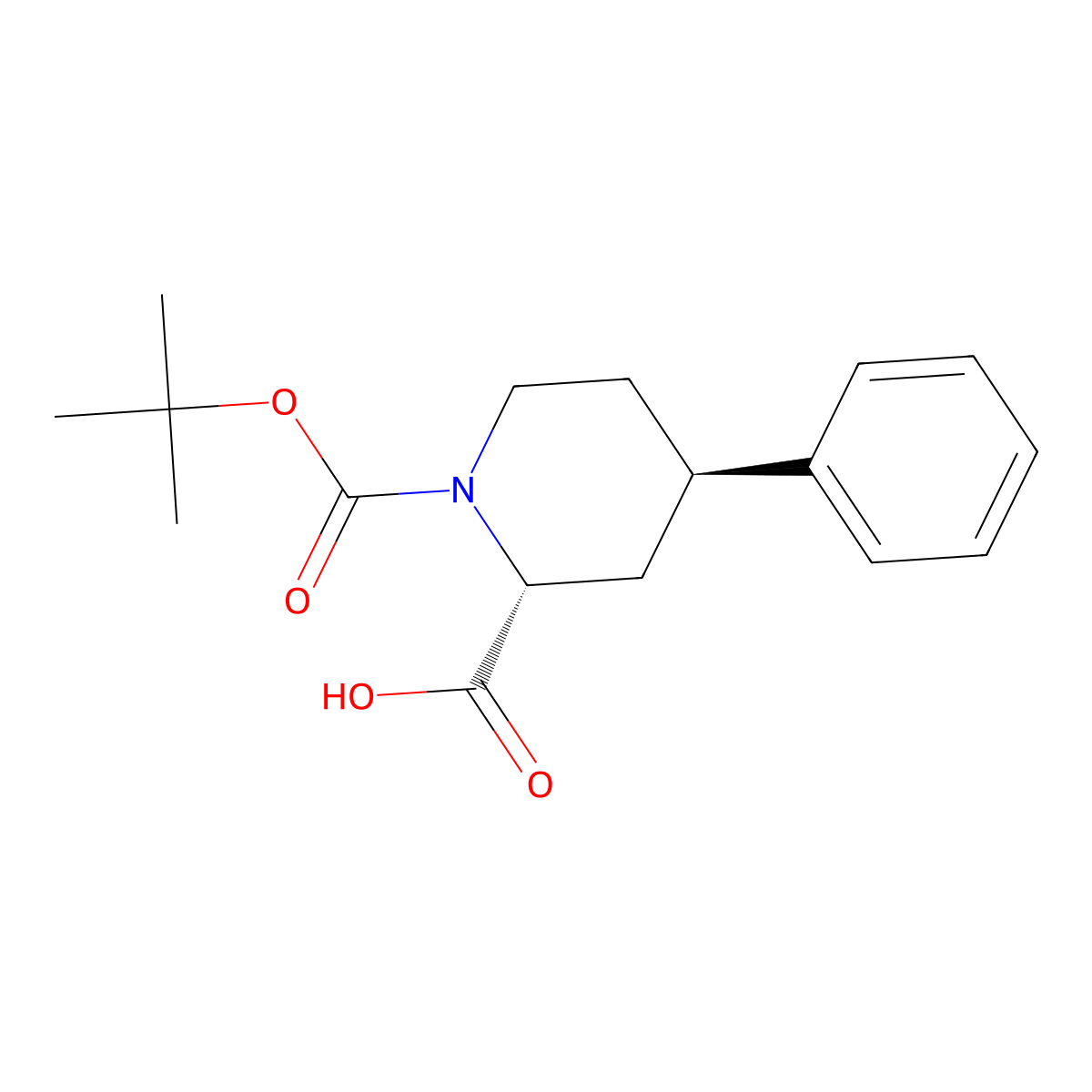 (2R,4R)-1-(tert-butoxycarbonyl)-4-phenylpiperidine-2-carboxylic acid molecular structure, CAS 2413195-35-2