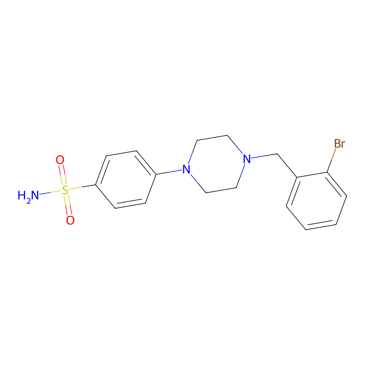 4-{4-[(2-Bromophenyl)methyl]piperazin-1-yl}benzene-1-sulfonamide molecular structure, CAS 2413196-31-1
