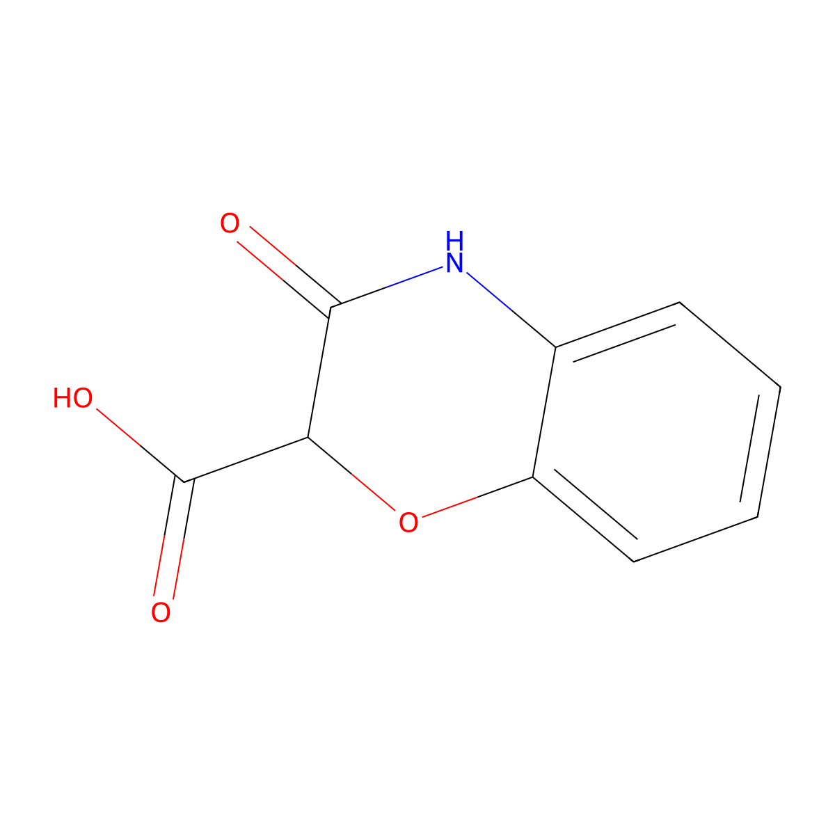 3-oxo-3,4-dihydro-2H-benzo[b][1,4]oxazine-2-carboxylic acid molecular structure, CAS 24132-22-7