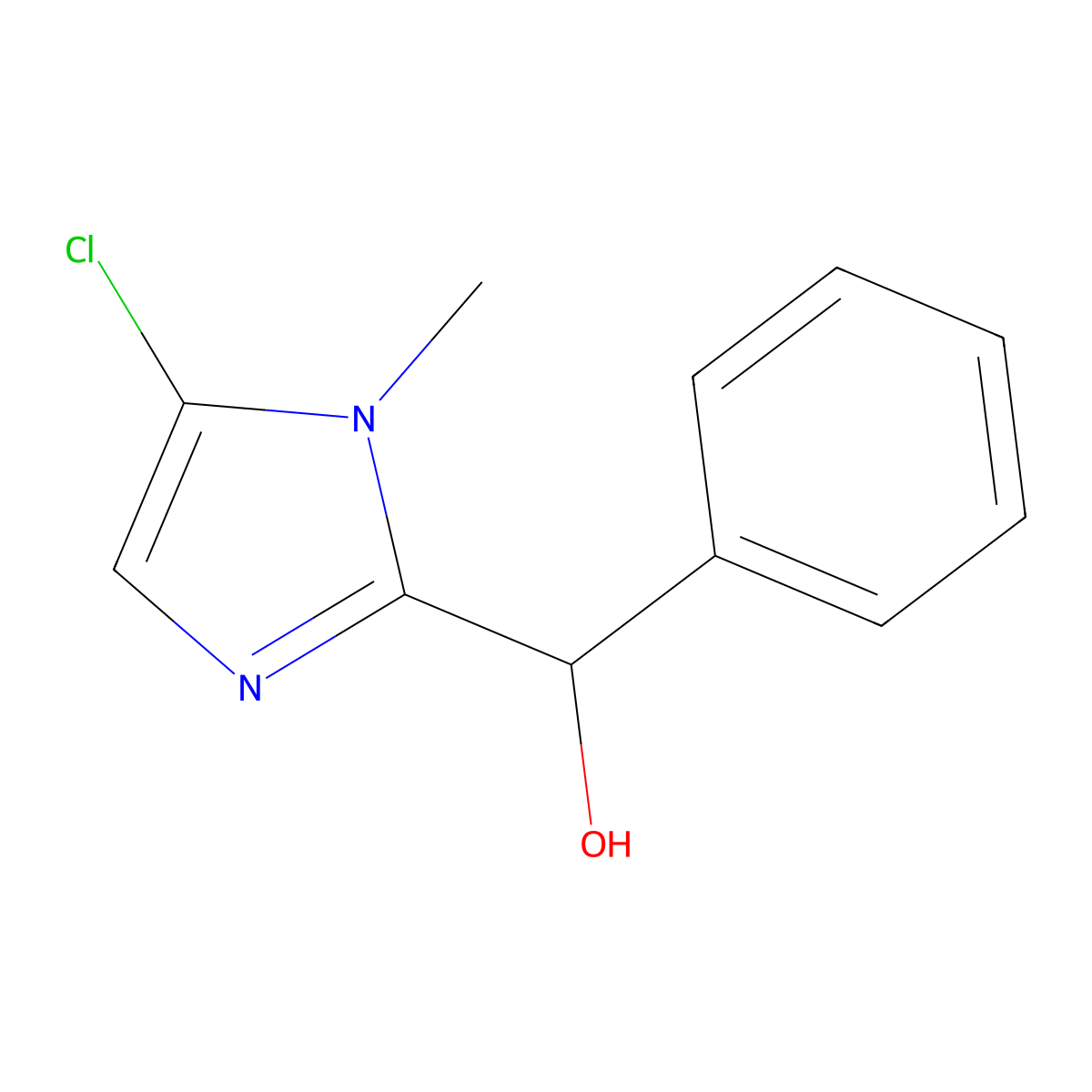 (5-chloro-1-methyl-1H-imidazol-2-yl)(phenyl)methanol molecular structure, CAS 24132-83-0