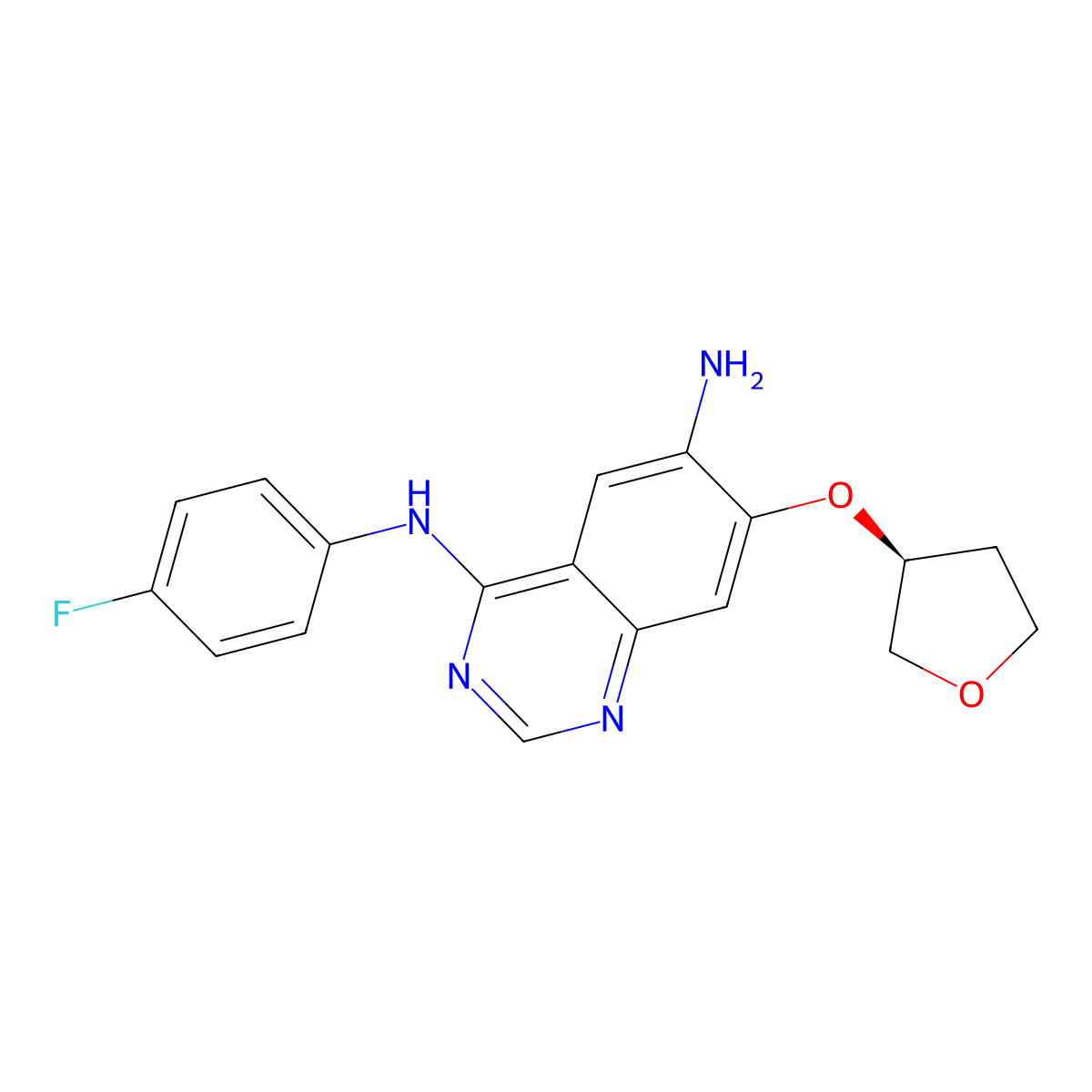 (S)-N4-(4-Fluorophenyl)-7-((tetrahydrofuran-3-yl)oxy)quinazoline-4,6-diamine (Afatinib Impurity) molecular structure, CAS 2413212-07-2