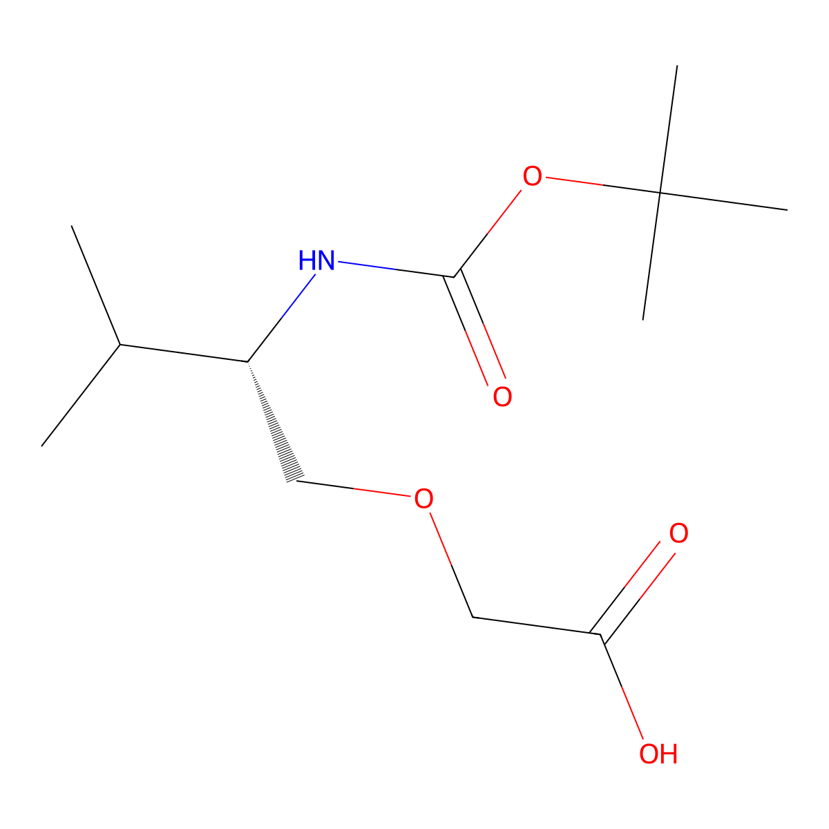 N-Boc-(S)-2-(2-amino-3-methylbutoxy)acetic Acid molecular structure, CAS 2413251-82-6