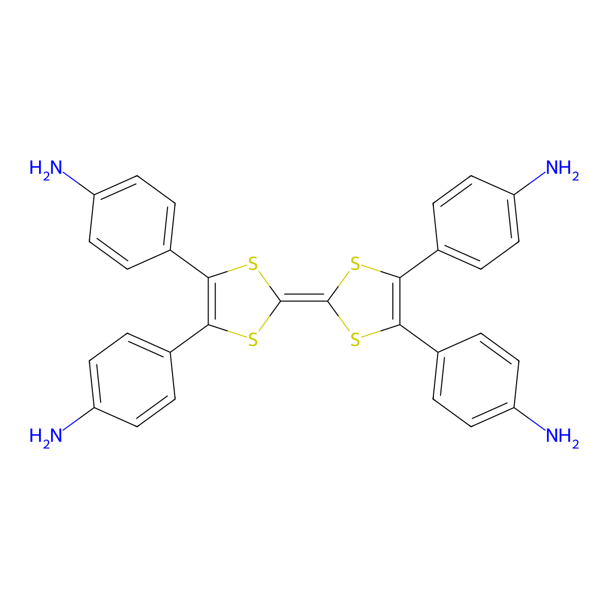 4,4',4'',4'''-([2,2'-Bi(1,3-dithiolylidene)]-4,4',5,5'-tetrayl)tetraaniline molecular structure, CAS 2413296-69-0