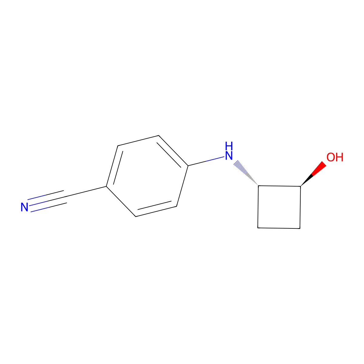 4-{[trans-2-Hydroxycyclobutyl]amino}benzonitrile molecular structure, CAS 2413365-20-3