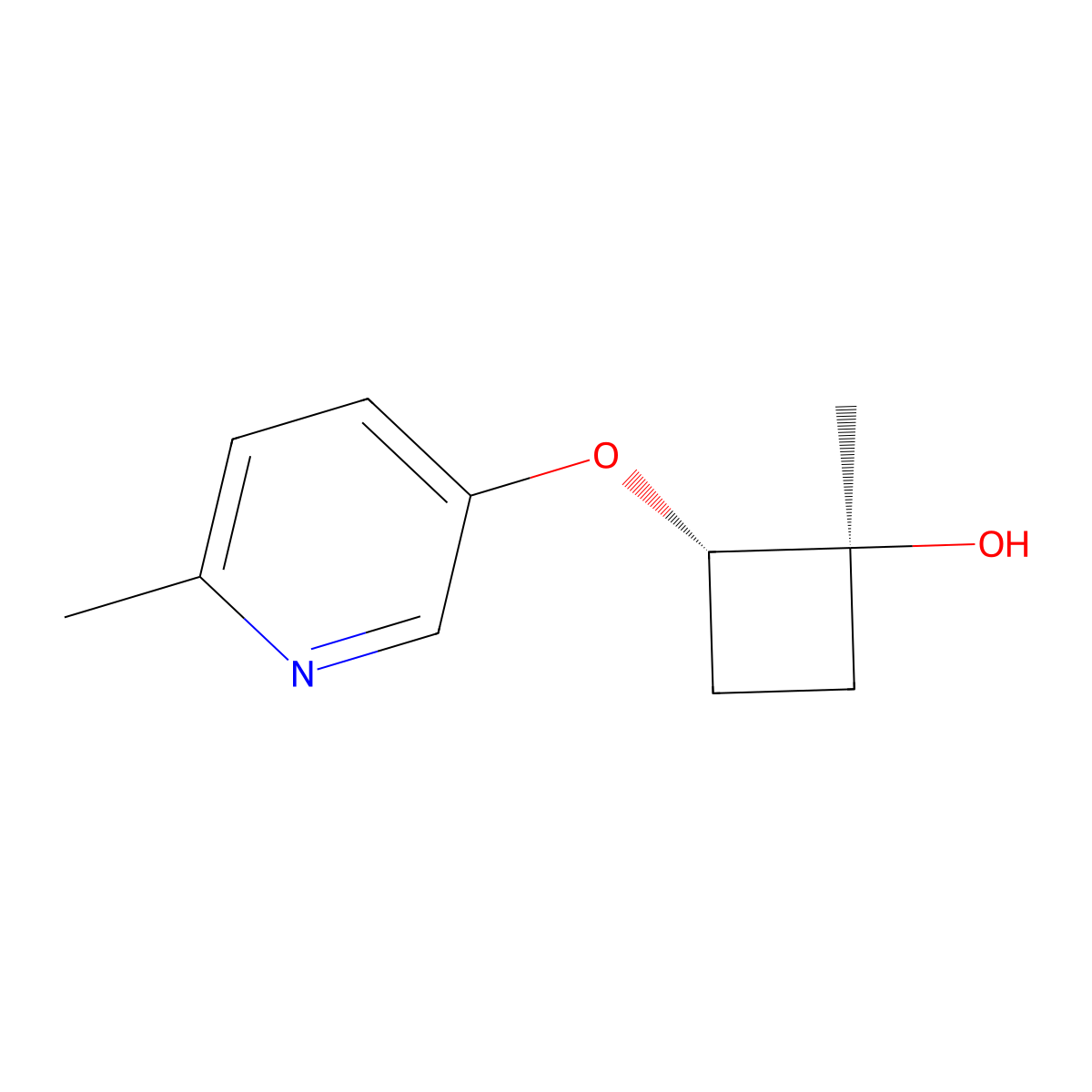 trans-1-Methyl-2-[(6-methylpyridin-3-yl)oxy]cyclobutan-1-ol molecular structure, CAS 2413365-24-7