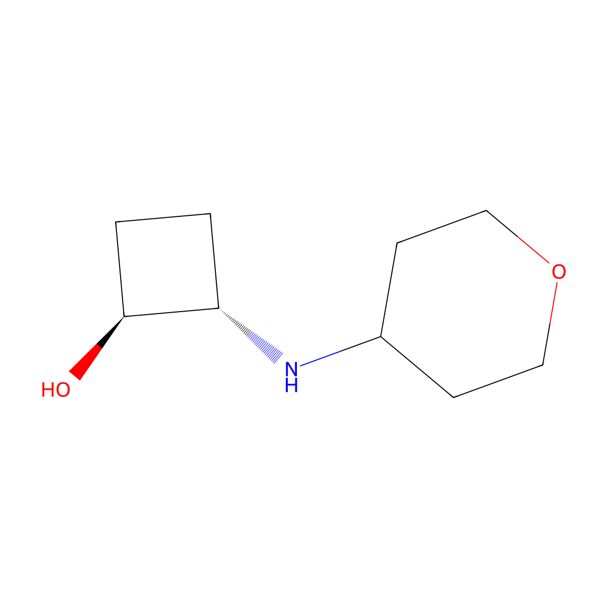 trans-2-[(Oxan-4-yl)amino]cyclobutan-1-ol molecular structure, CAS 2413365-26-9