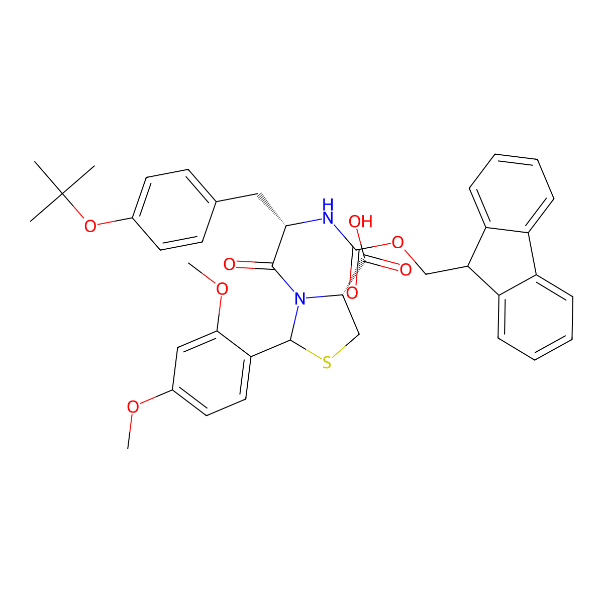 Fmoc-Tyr(tBu)-Cys(Psi(Dmp,H)pro)-OH molecular structure, CAS 2413372-34-4