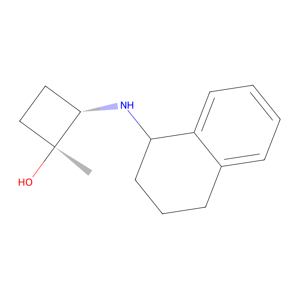 cis-(1S,2S)-1-methyl-2-(1,2,3,4-tetrahydronaphthalen-1-ylamino)cyclobutan-1-ol molecular structure, CAS 2413372-36-6