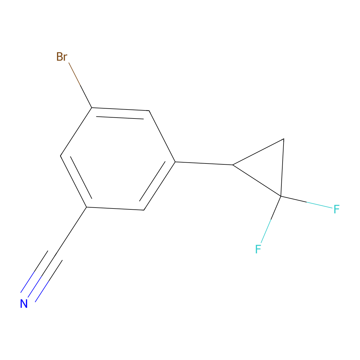 3-Bromo-5-(2,2-difluorocyclopropyl)benzonitrile molecular structure, CAS 2413374-02-2