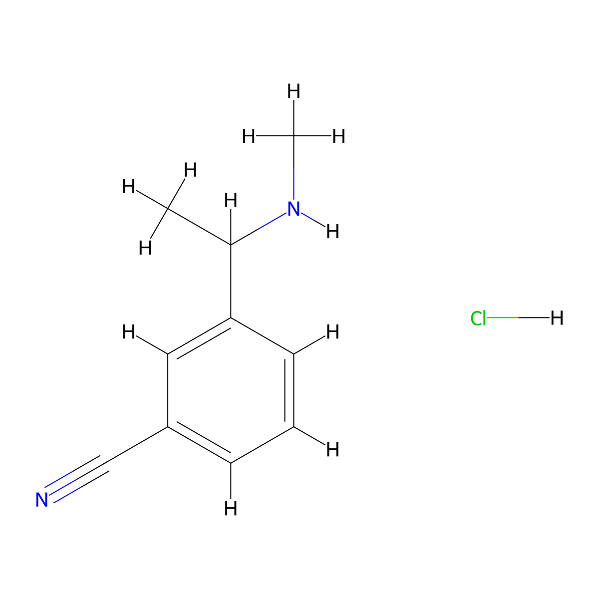3-(1-(Methylamino)ethyl)benzonitrile hydrochloride molecular structure, CAS 2413374-24-8