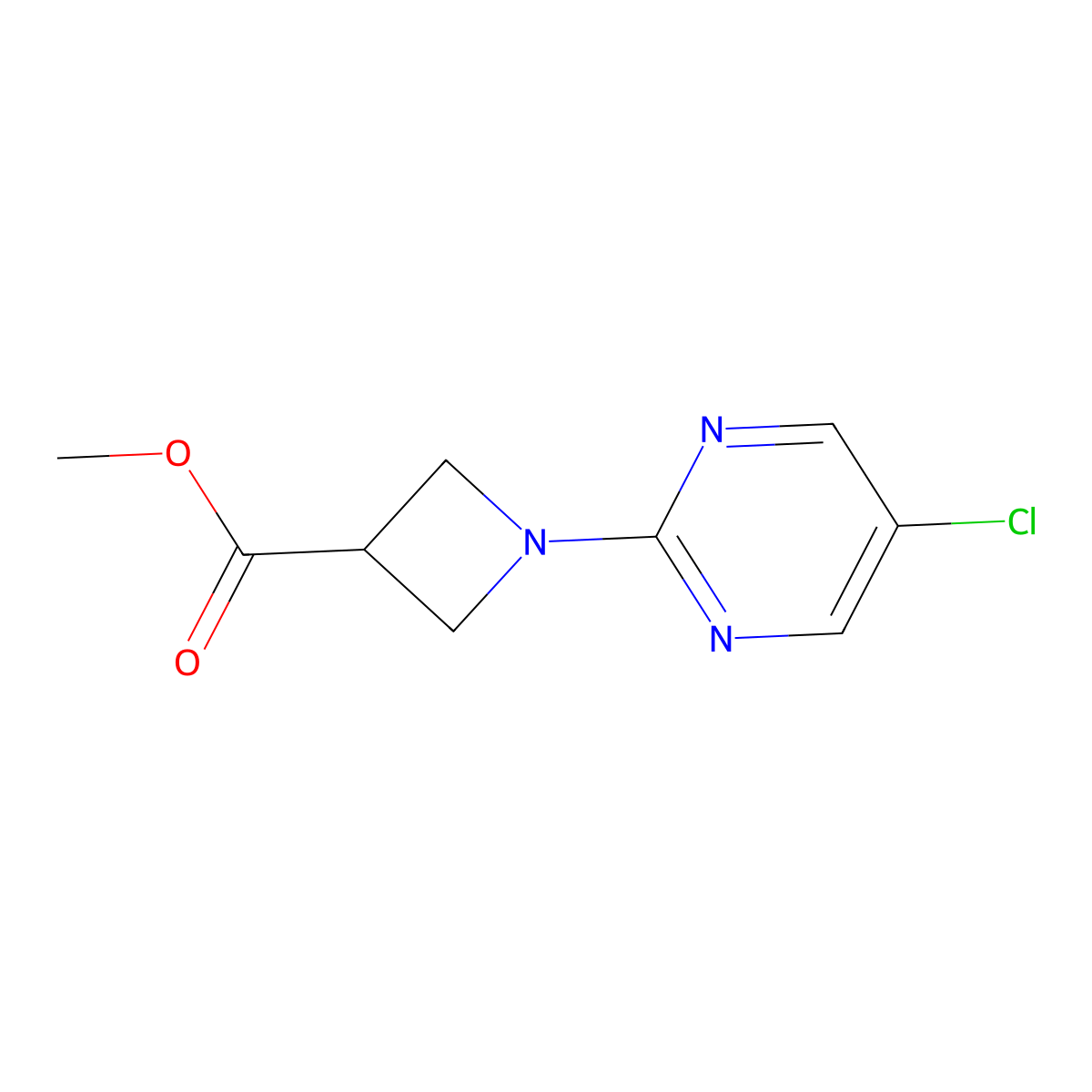 Methyl 1-(5-chloropyrimidin-2-yl)azetidine-3-carboxylate molecular structure, CAS 2413374-79-3