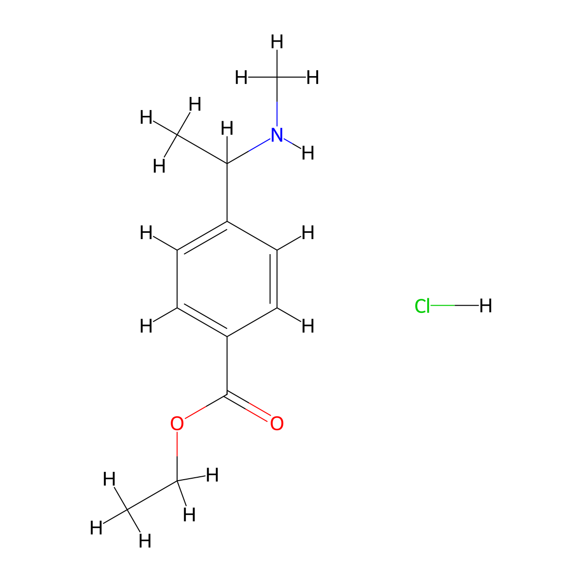 Ethyl 4-[1-(methylamino)ethyl]benzoate hydrochloride molecular structure, CAS 2413374-90-8