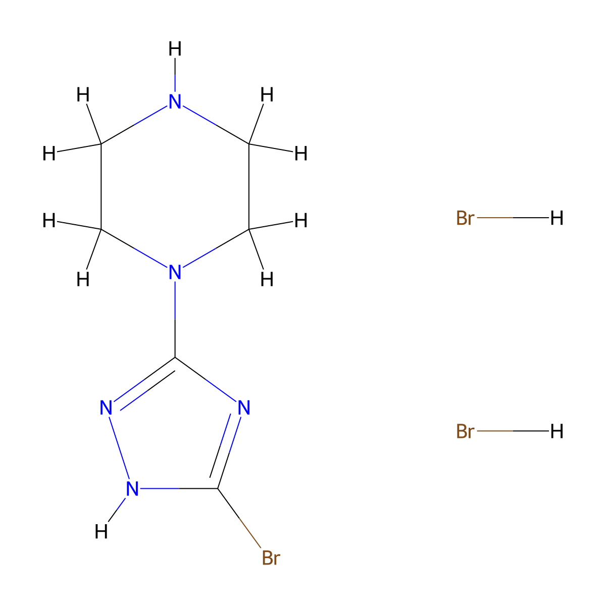 1-(3-Bromo-1H-1,2,4-triazol-5-YL)piperazine 2hbr molecular structure, CAS 2413375-28-5