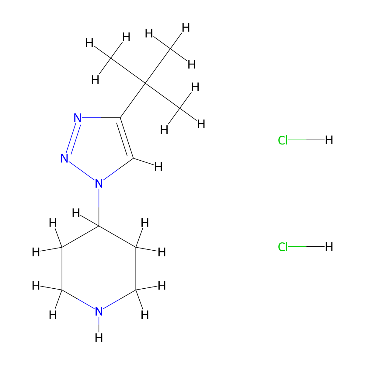 4-(4-Tert-butyltriazol-1-yl)piperidine;dihydrochloride molecular structure, CAS 2413375-32-1