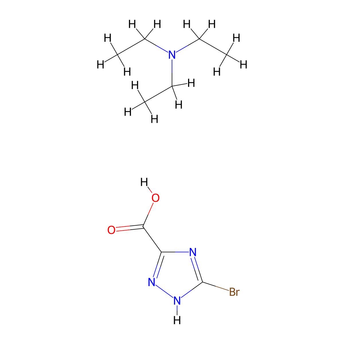 5-Bromo-1H-1,2,4-triazole-3-carboxylic acid N,N-diethylethanamine salt molecular structure, CAS 2413375-59-2