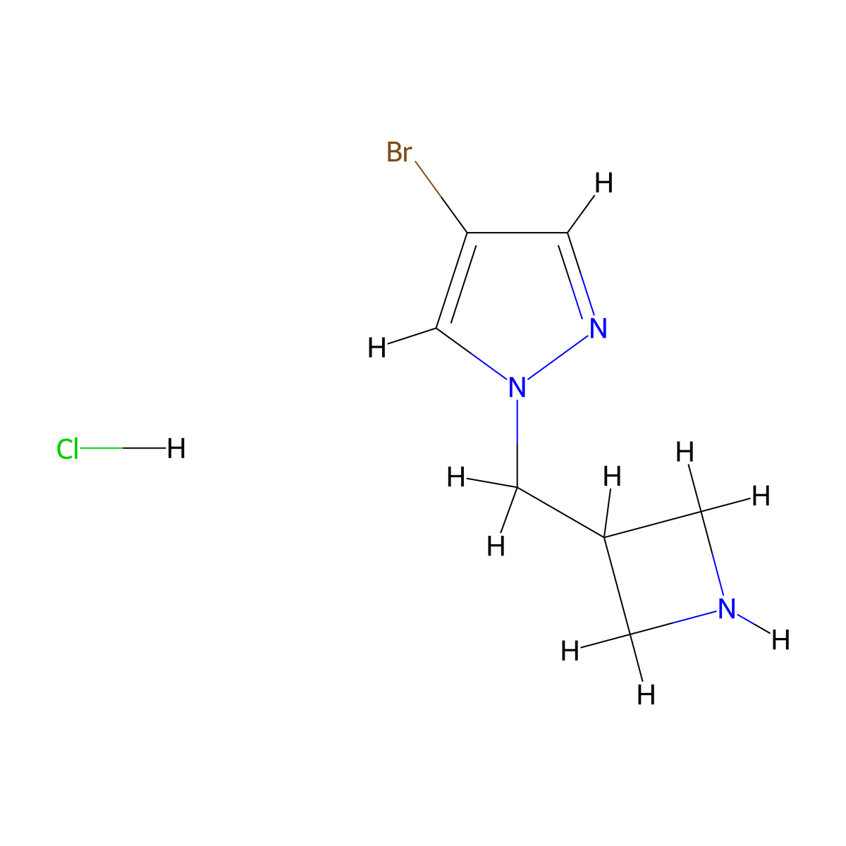 1-[(azetidin-3-yl)methyl]-4-bromo-1H-pyrazole hydrochloride molecular structure, CAS 2413376-41-5