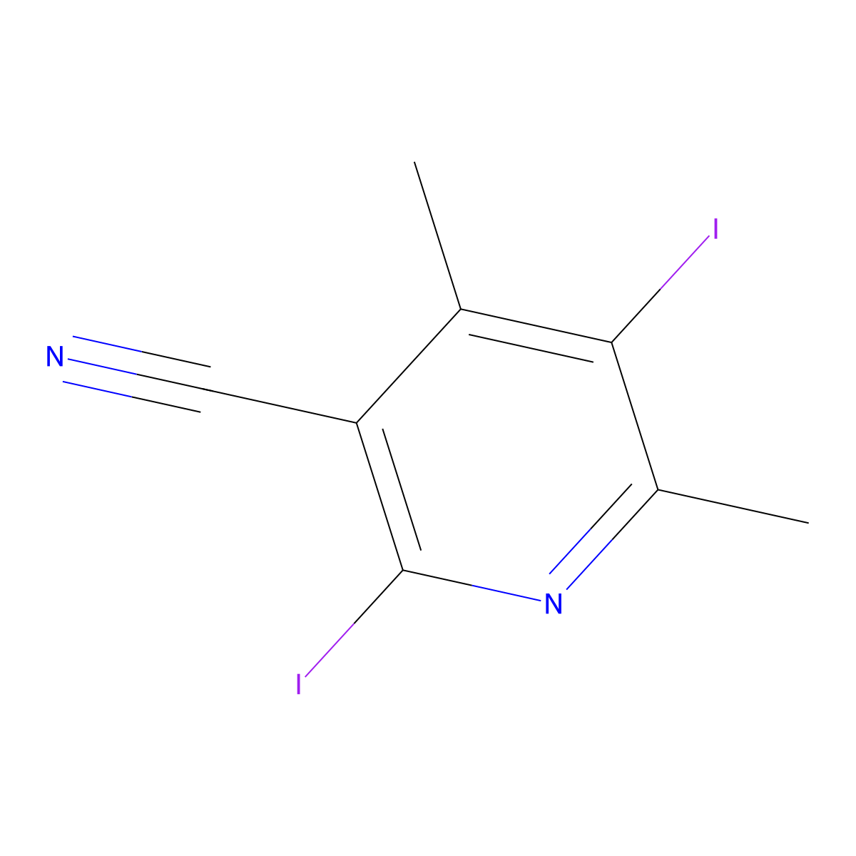2,5-Diiodo-4,6-dimethylpyridine-3-carbonitrile molecular structure, CAS 2413376-73-3