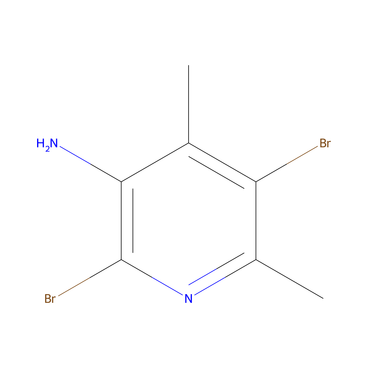 2,5-Dibromo-4,6-dimethylpyridin-3-amine molecular structure, CAS 2413379-43-6