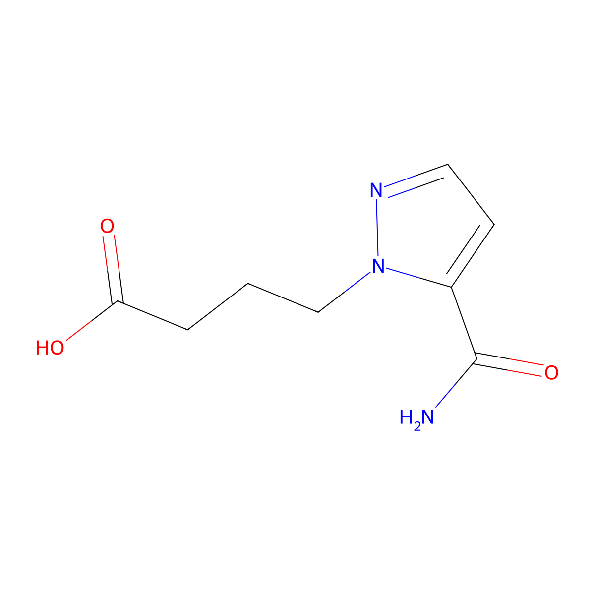 4-(5-carbamoyl-1H-pyrazol-1-yl)butanoic acid molecular structure, CAS 2413379-50-5