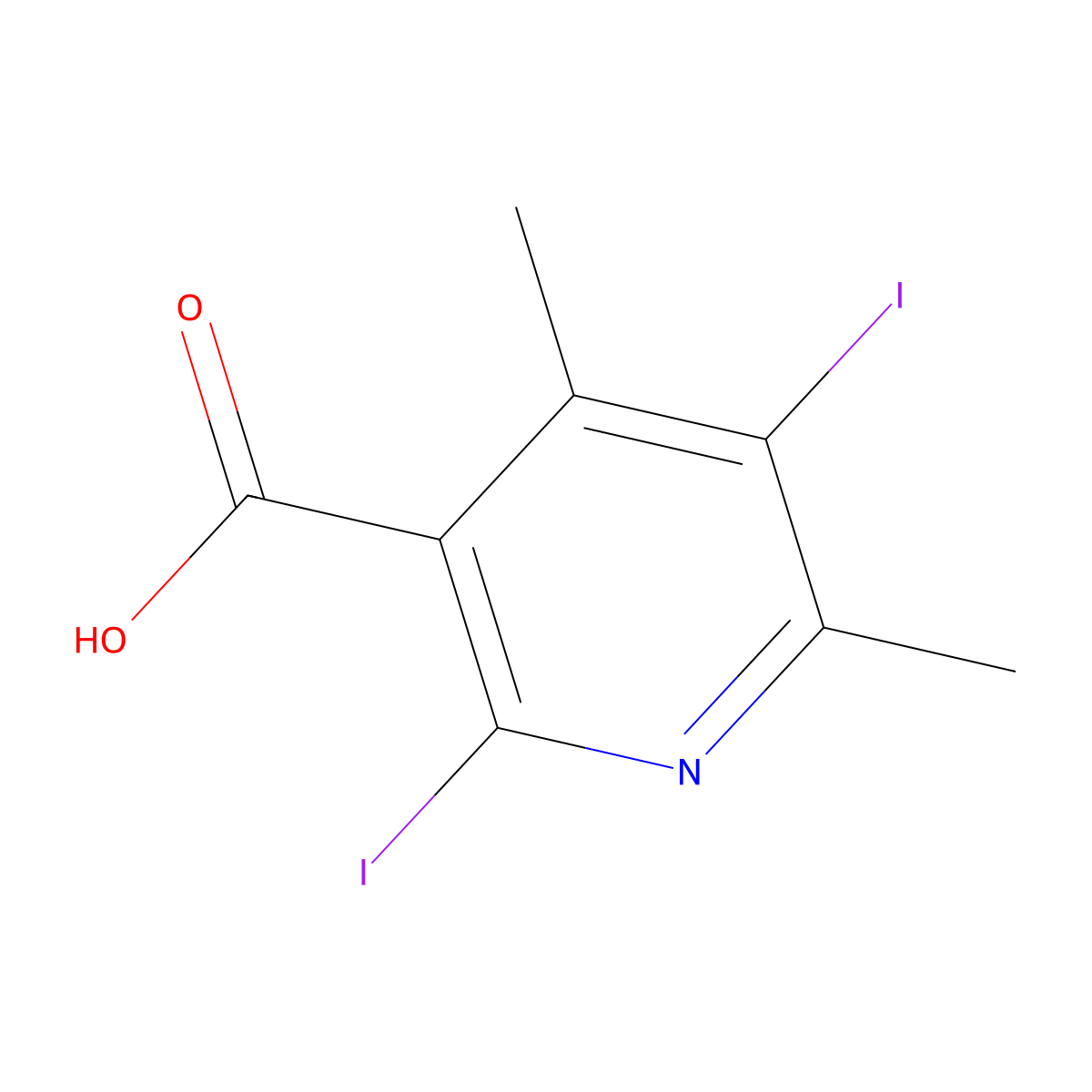 2,5-Diiodo-4,6-dimethylpyridine-3-carboxylic acid molecular structure, CAS 2413379-54-9