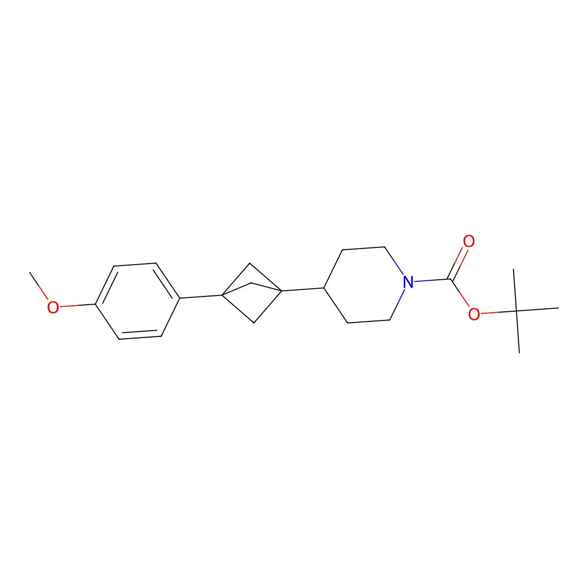 1-Boc-4-[3-(4-methoxyphenyl)bicyclo[1.1.1]pentan-1-YL]piperidine molecular structure, CAS 2413379-94-7