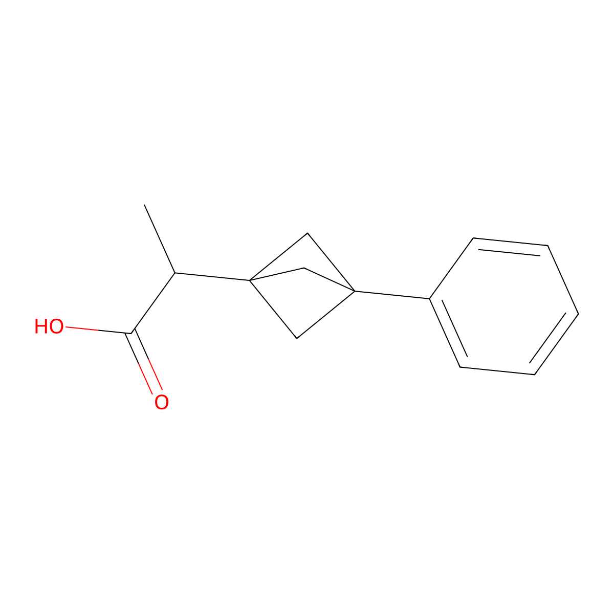 2-(3-Phenylbicyclo[1.1.1]pentan-1-YL)propanoic acid molecular structure, CAS 2413380-28-4
