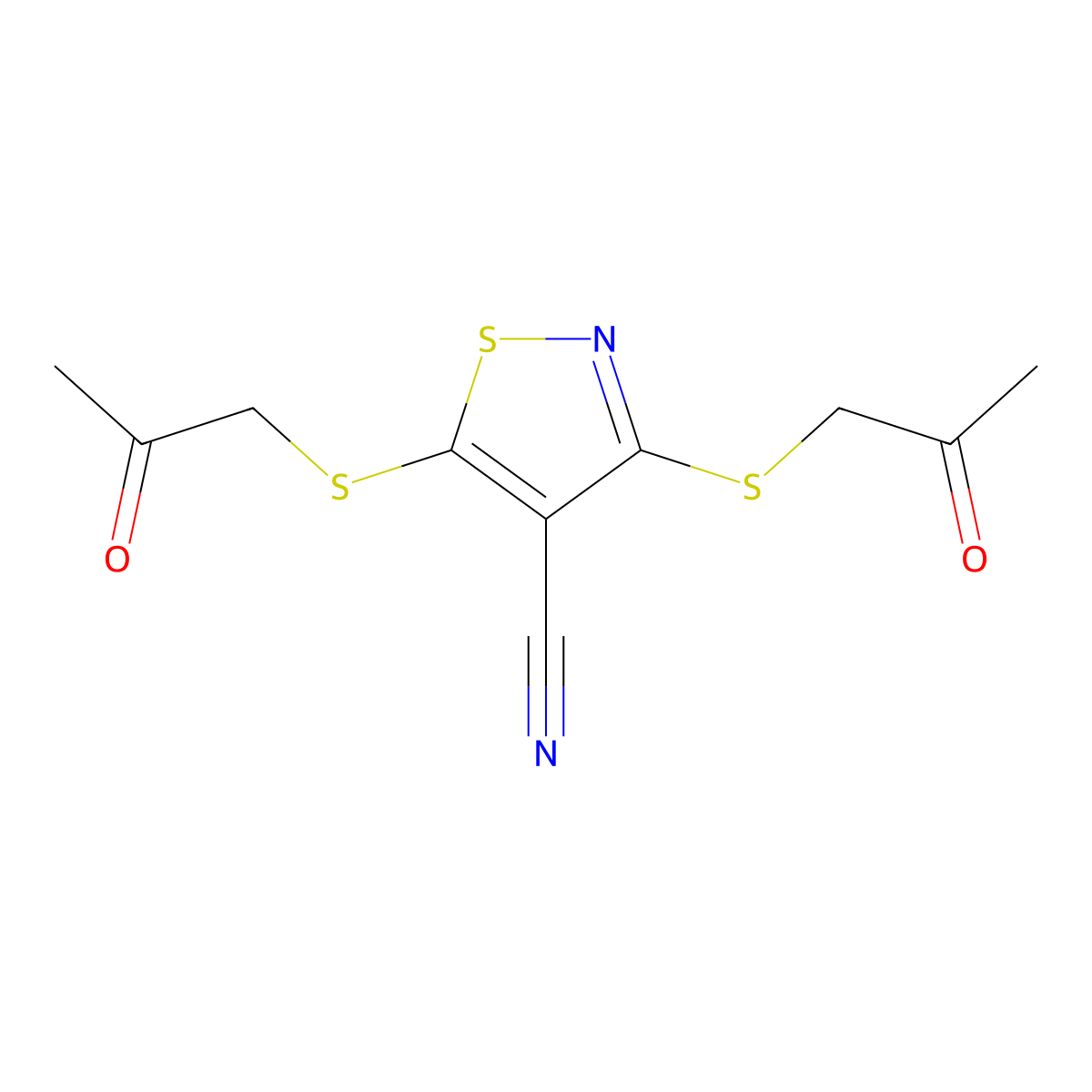 3,5-Bis((2-oxopropyl)thio)-4-isothiazolecarbonitrile molecular structure, CAS 24134-81-4