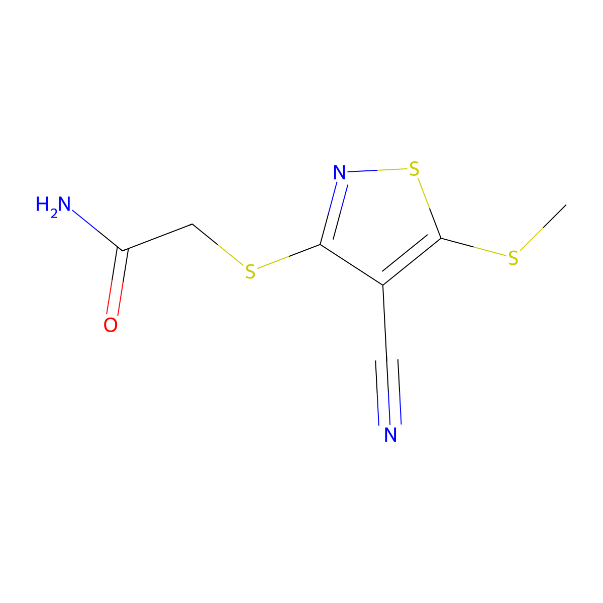 Acetamide, 2-((4-cyano-5-(methylthio)-3-isothiazolyl)thio)- molecular structure, CAS 24134-92-7