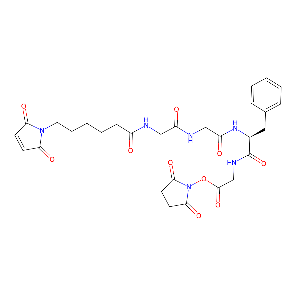 (S)-2,5-Dioxopyrrolidin-1-yl 5-benzyl-18-(2,5-dioxo-2,5-dihydro-1H-pyrrol-1-yl)-4,7,10,13-tetraoxo-3,6,9,12-tetraazaoctadecan-1-oate molecular structure, CAS 2413428-37-0