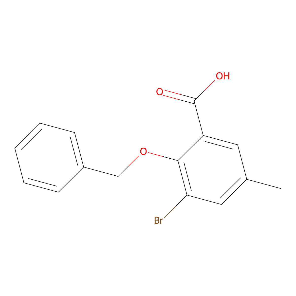 2-(Benzyloxy)-3-bromo-5-methylbenzoic acid molecular structure, CAS 2413441-13-9