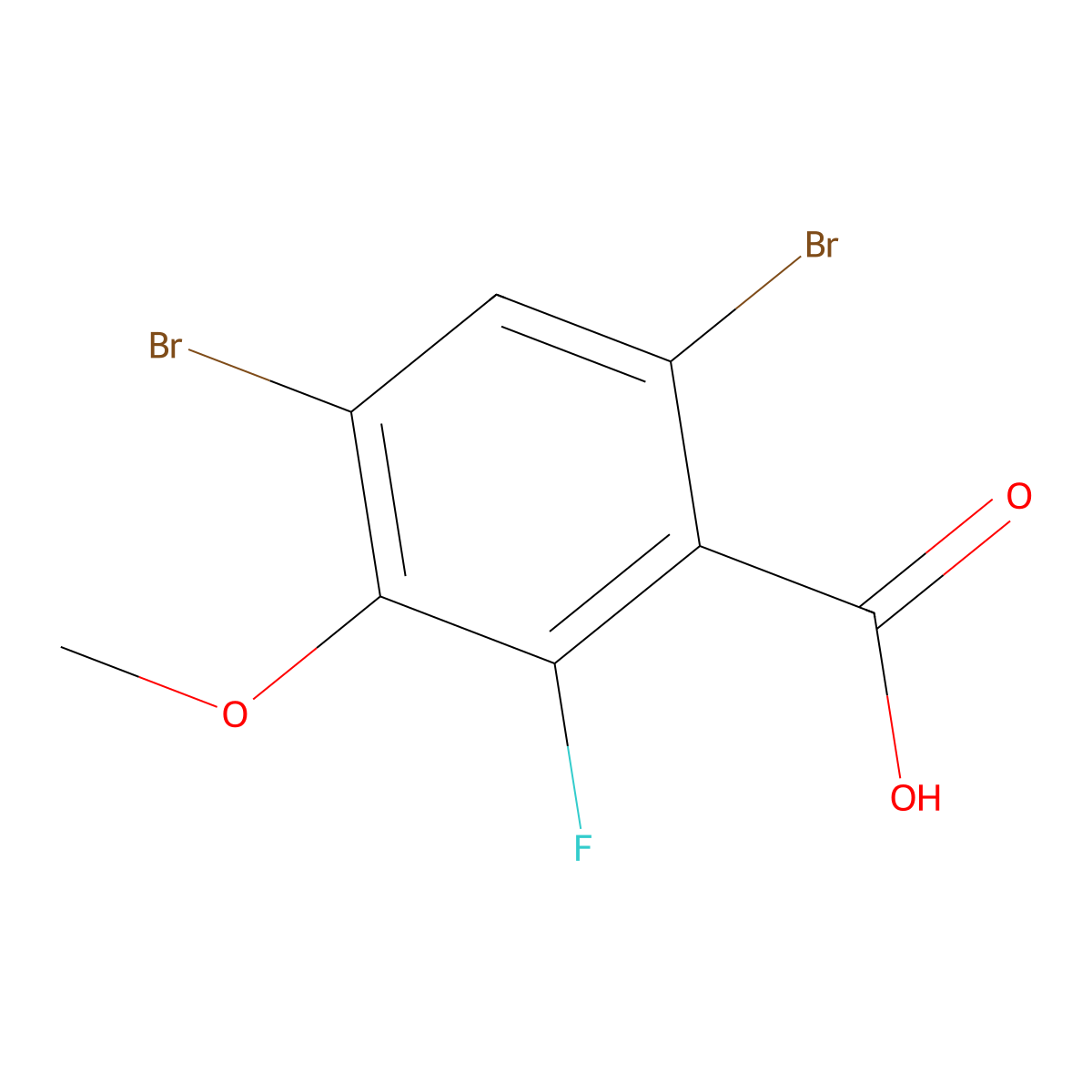 4,6-Dibromo-2-fluoro-3-methoxybenzoic acid molecular structure, CAS 2413441-19-5