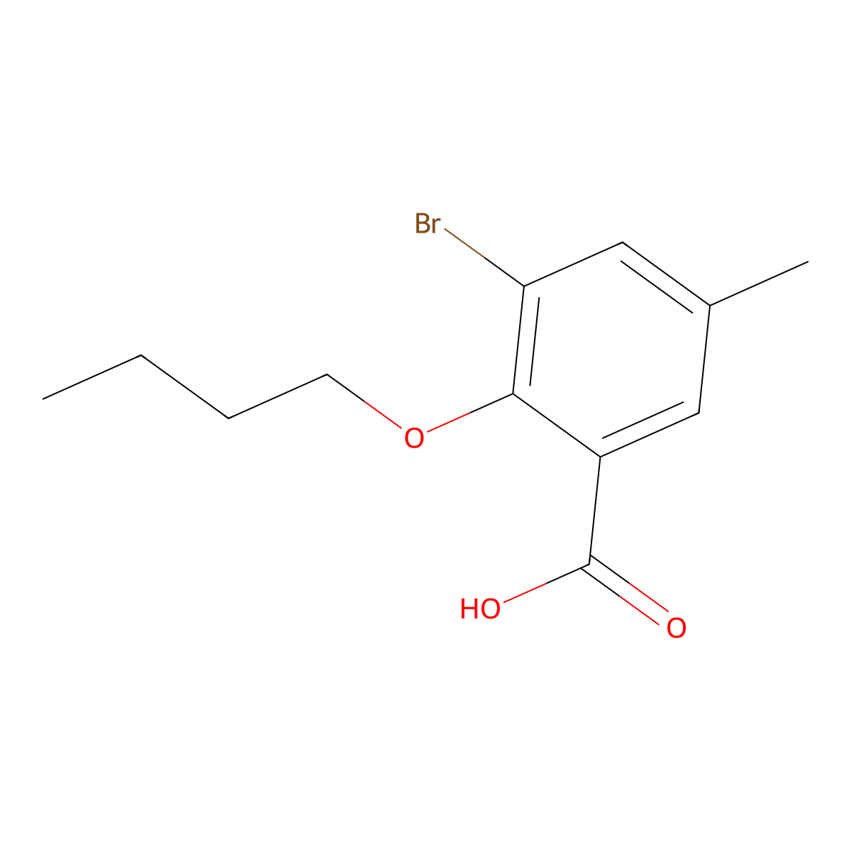 3-Bromo-2-butoxy-5-methylbenzoic acid molecular structure, CAS 2413441-20-8