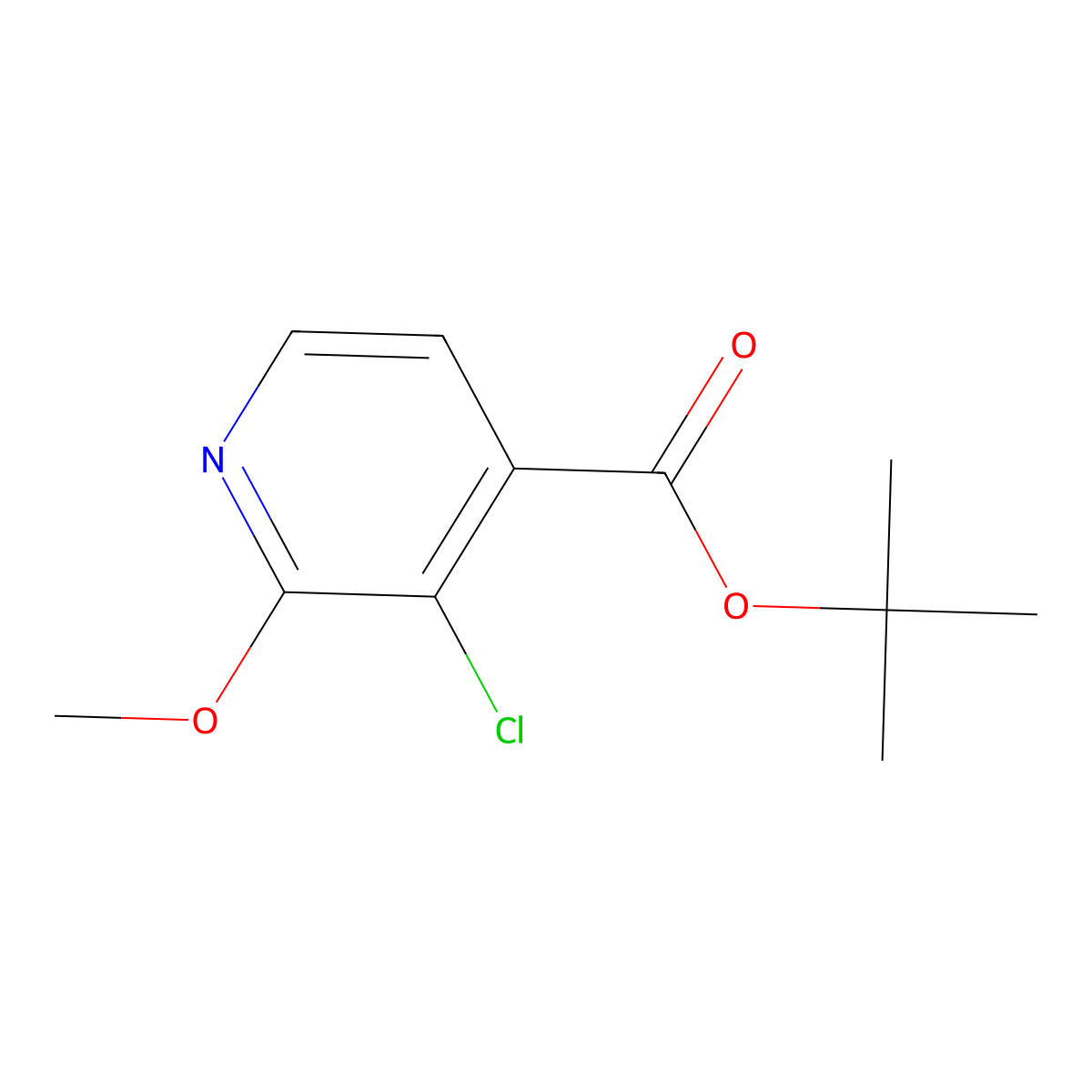 Tert-butyl 3-chloro-2-methoxyisonicotinate molecular structure, CAS 2413441-21-9