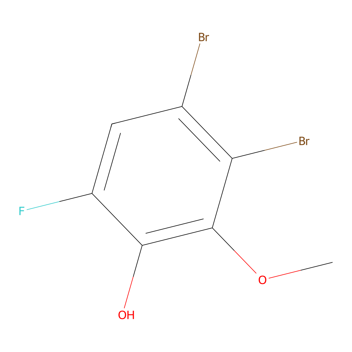 3,4-Dibromo-6-fluoro-2-methoxyphenol molecular structure, CAS 2413441-30-0