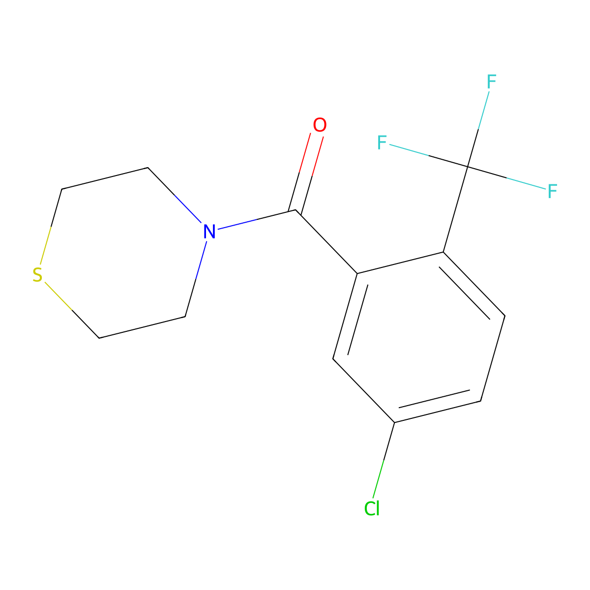 (5-Chloro-2-(trifluoromethyl)phenyl)(thiomorpholino)methanone molecular structure, CAS 2413441-31-1