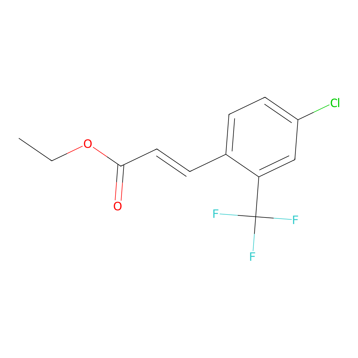 (E)-ethyl 3-(4-chloro-2-(trifluoromethyl)phenyl)acrylate molecular structure, CAS 2413446-67-8