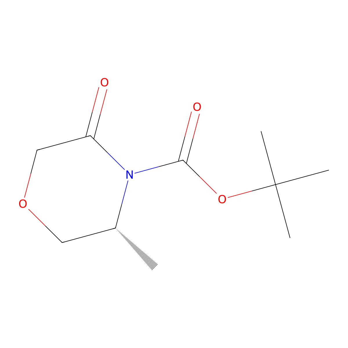Tert-butyl (3R)-3-methyl-5-oxo-morpholine-4-carboxylate molecular structure, CAS 2413606-16-1