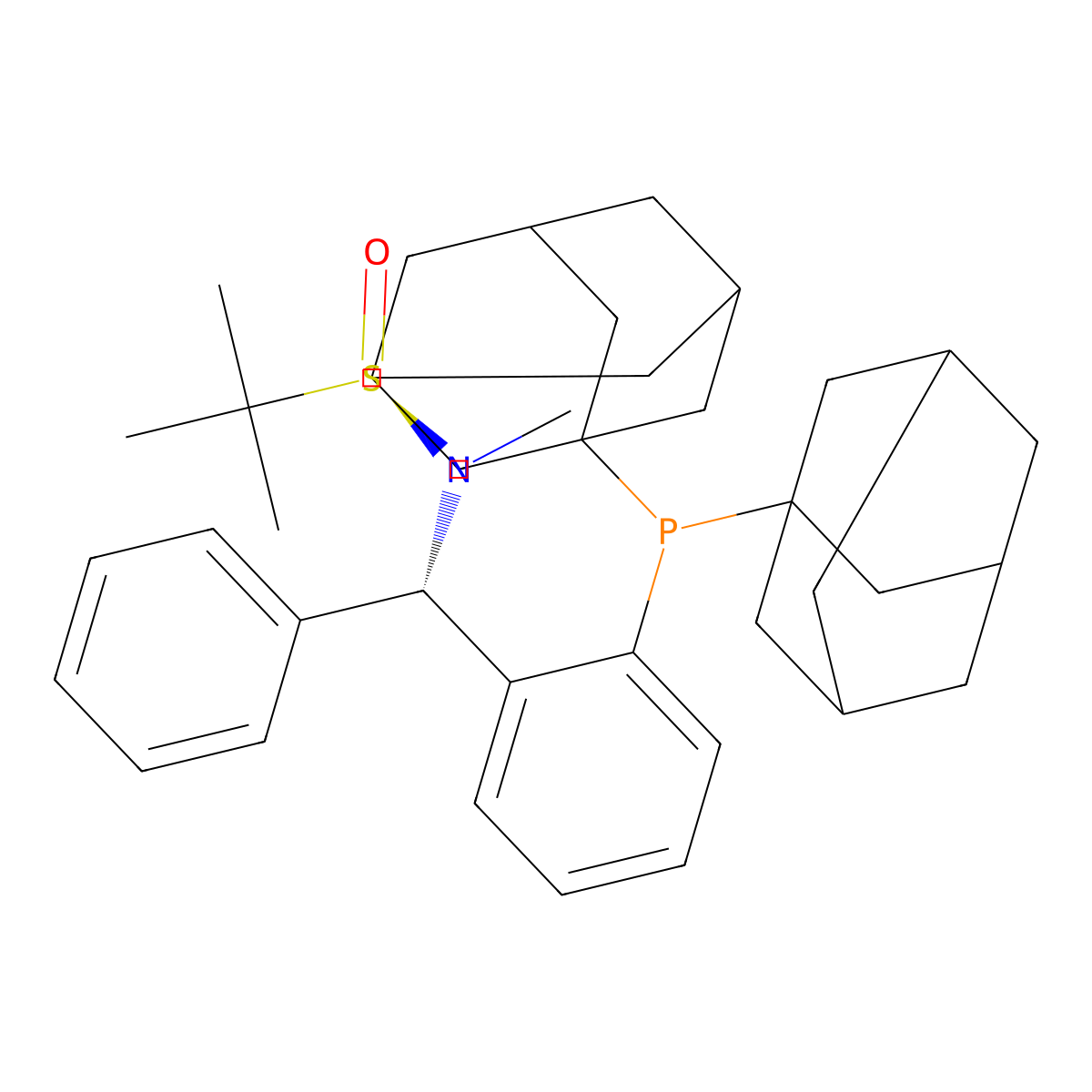 (R)-N-((S)-(2-(Di(adamantan-1-yl)phosphino)phenyl)(phenyl)methyl)-N,2-dimethylpropane-2-sulfinamide molecular structure, CAS 2413724-69-1
