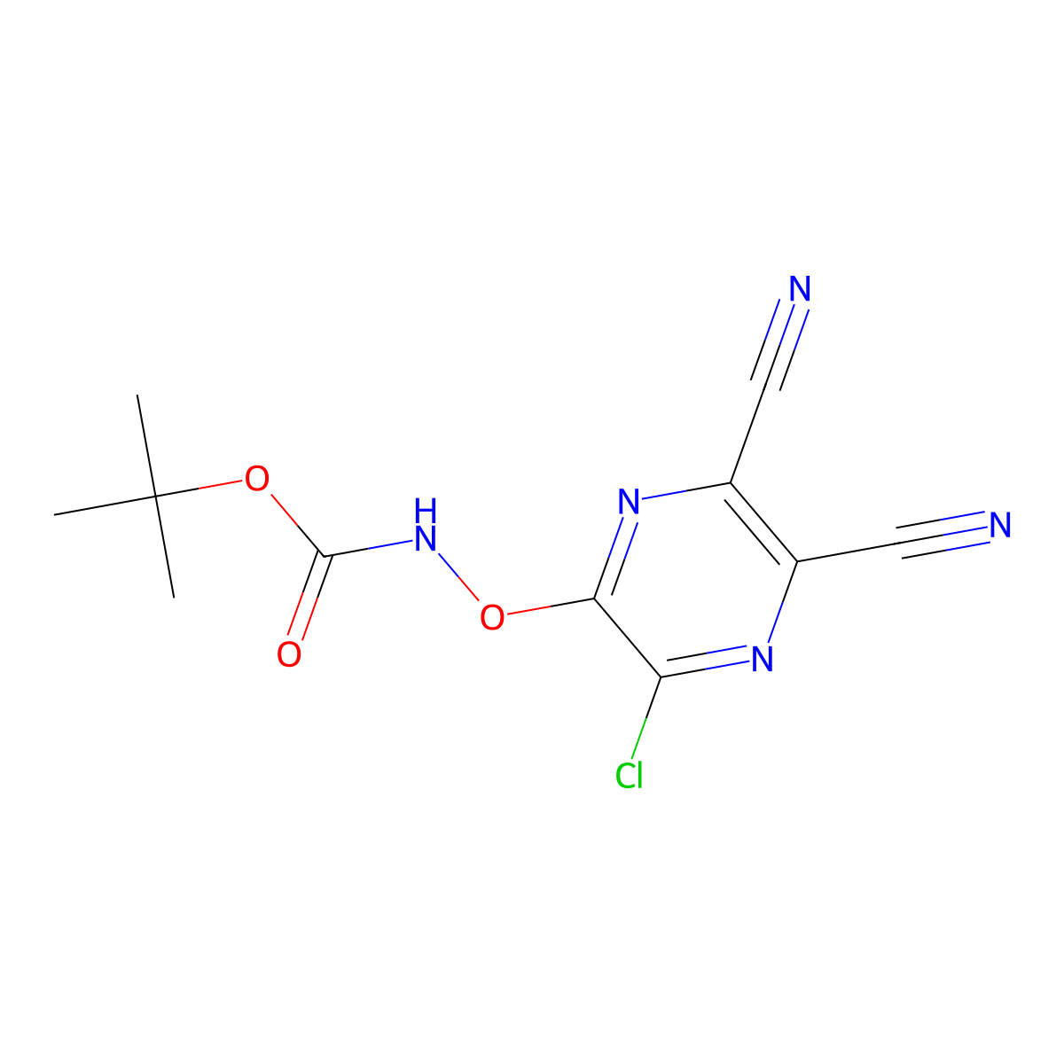 tert-Butyl ((3-chloro-5,6-dicyanopyrazin-2-yl)oxy)carbamate molecular structure, CAS 2413767-30-1