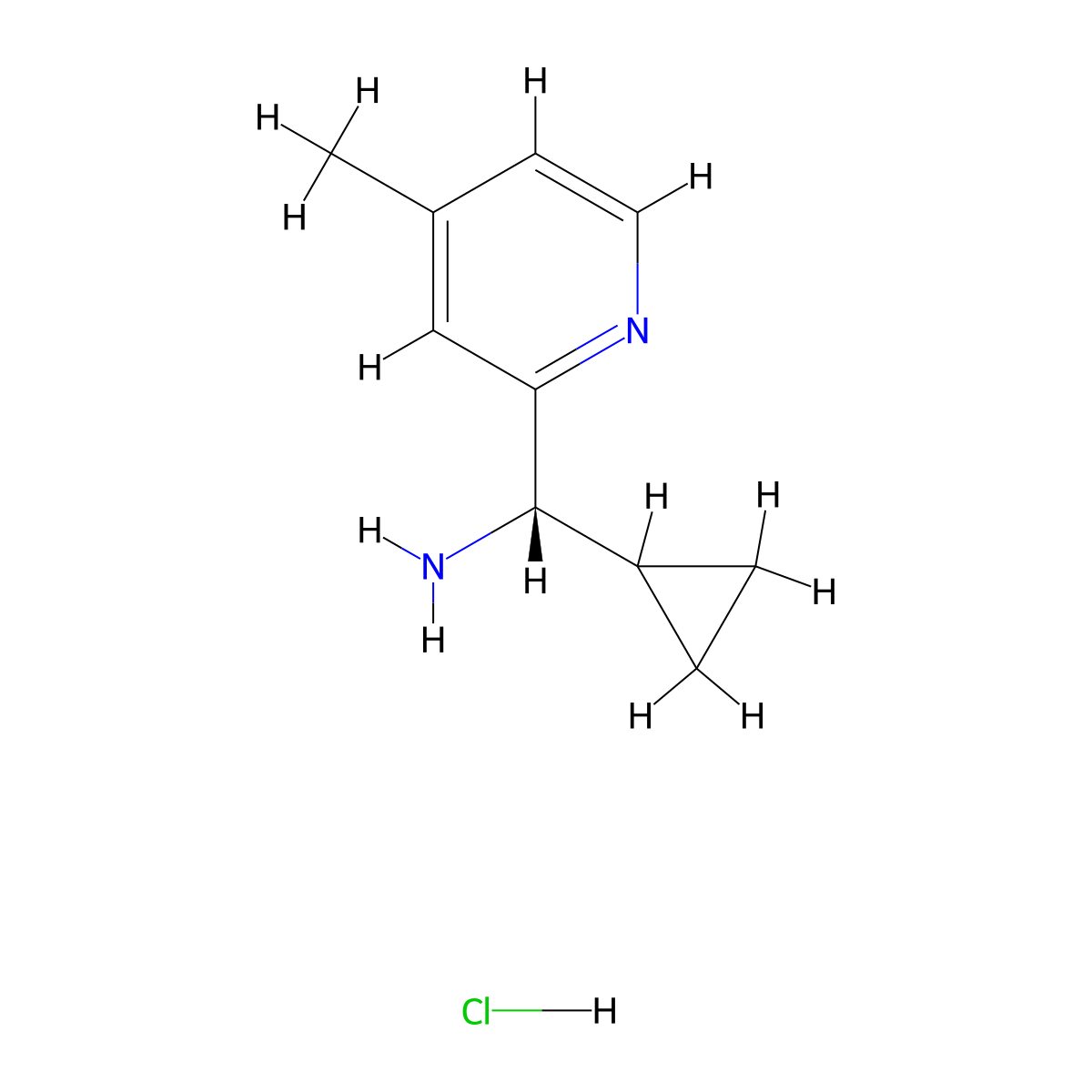 (S)-Cyclopropyl(4-methylpyridin-2-YL)methanamine hydrochloride molecular structure, CAS 2413782-12-2