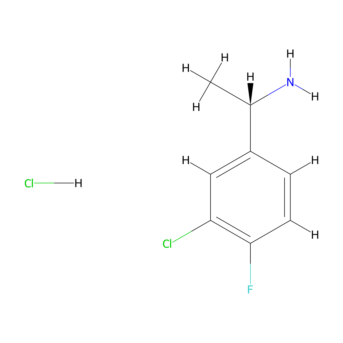 (s)-1-(3-Chloro-4-fluorophenyl)ethanamine hydrochloride molecular structure, CAS 2413817-93-1