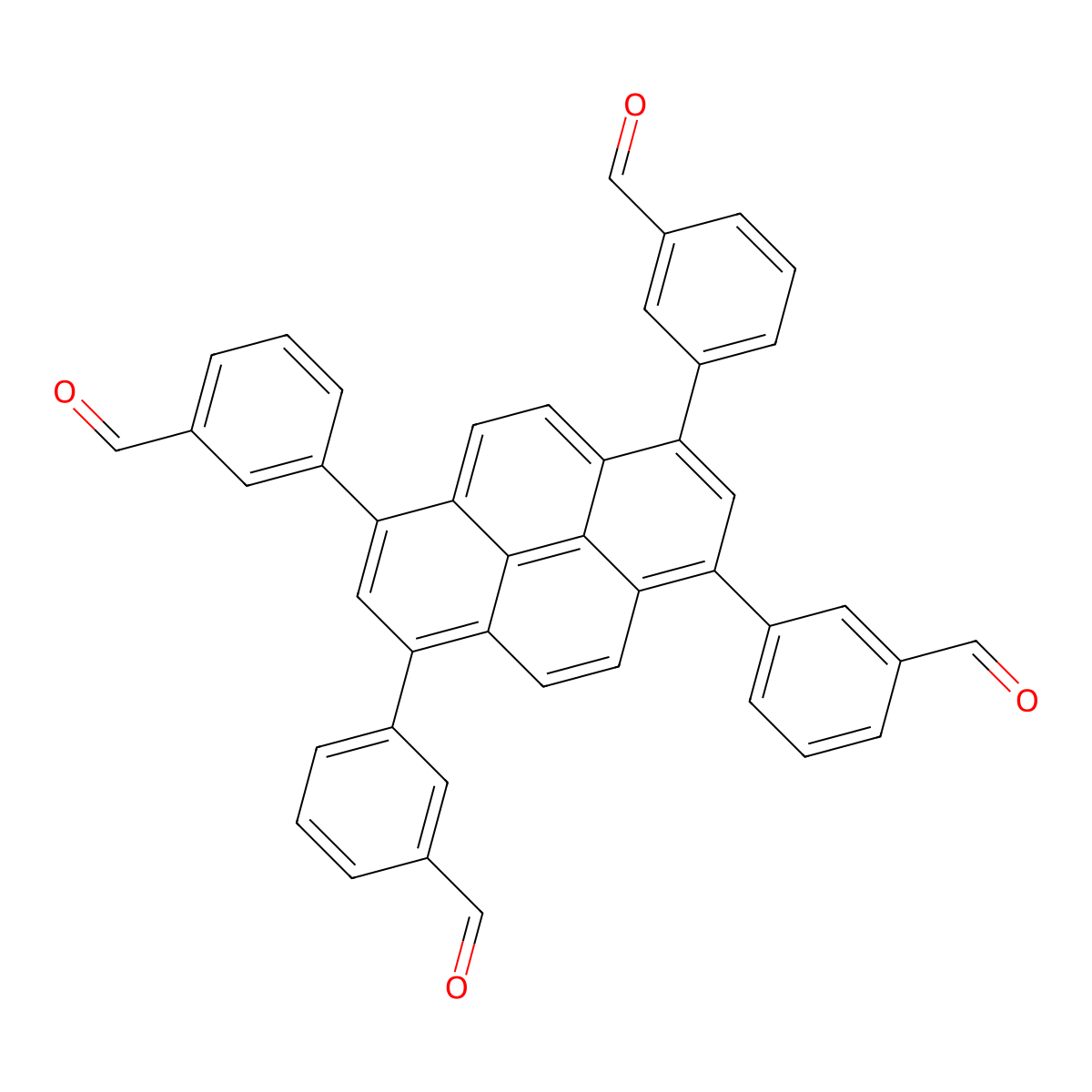 3,3',3'',3'''-(Pyrene-1,3,6,8-tetrayl)tetrabenzaldehyde molecular structure, CAS 2413827-93-5