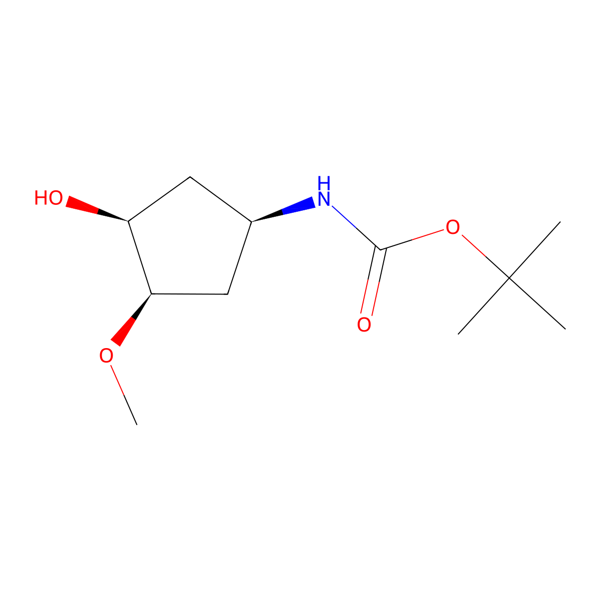rac-tert-butyl N-[(1R,3S,4R)-3-hydroxy-4-methoxycyclopentyl]carbamate molecular structure, CAS 2413846-33-8