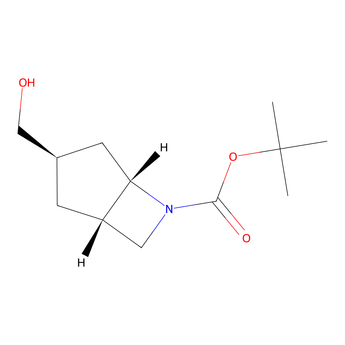 rac-tert-butyl (1R,3S,5R)-3-(hydroxymethyl)-6-azabicyclo[3.2.0]heptane-6-carboxylate molecular structure, CAS 2413846-56-5