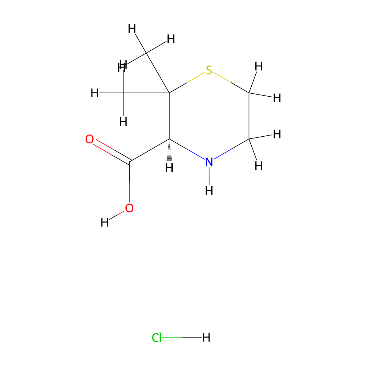 (3S)-2,2-dimethylthiomorpholine-3-carboxylic acid hydrochloride molecular structure, CAS 2413846-68-9