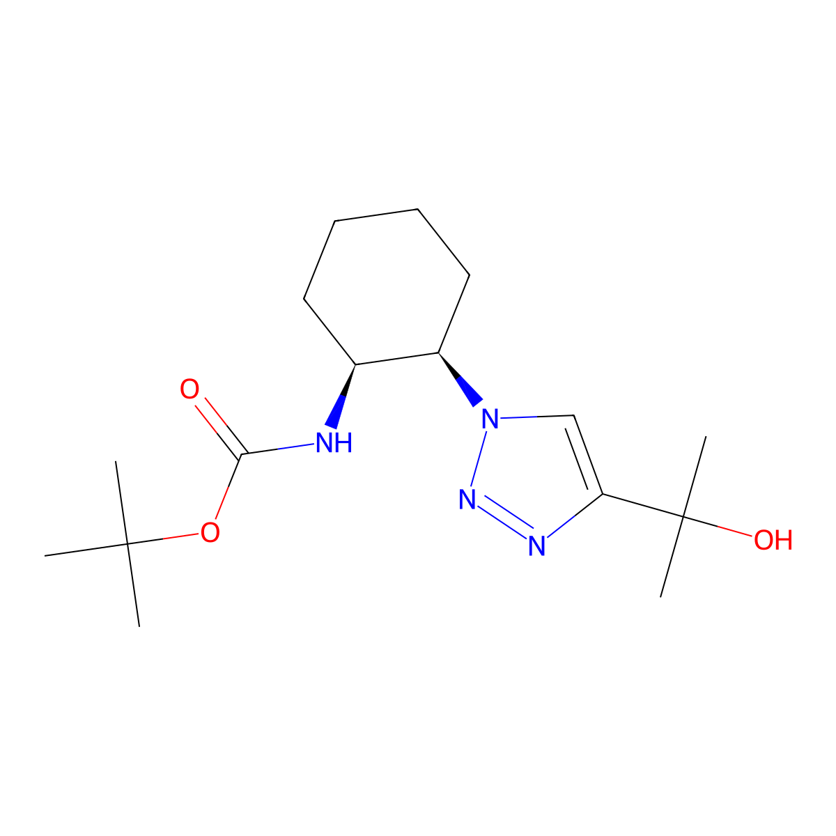 tert-butyl N-[(1S,2R)-2-[4-(2-hydroxypropan-2-yl)-1H-1,2,3-triazol-1-yl]cyclohexyl]carbamate molecular structure, CAS 2413846-71-4