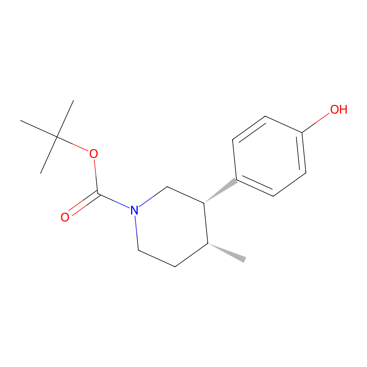 rac-tert-butyl (3R,4S)-3-(4-hydroxyphenyl)-4-methylpiperidine-1-carboxylate molecular structure, CAS 2413846-80-5