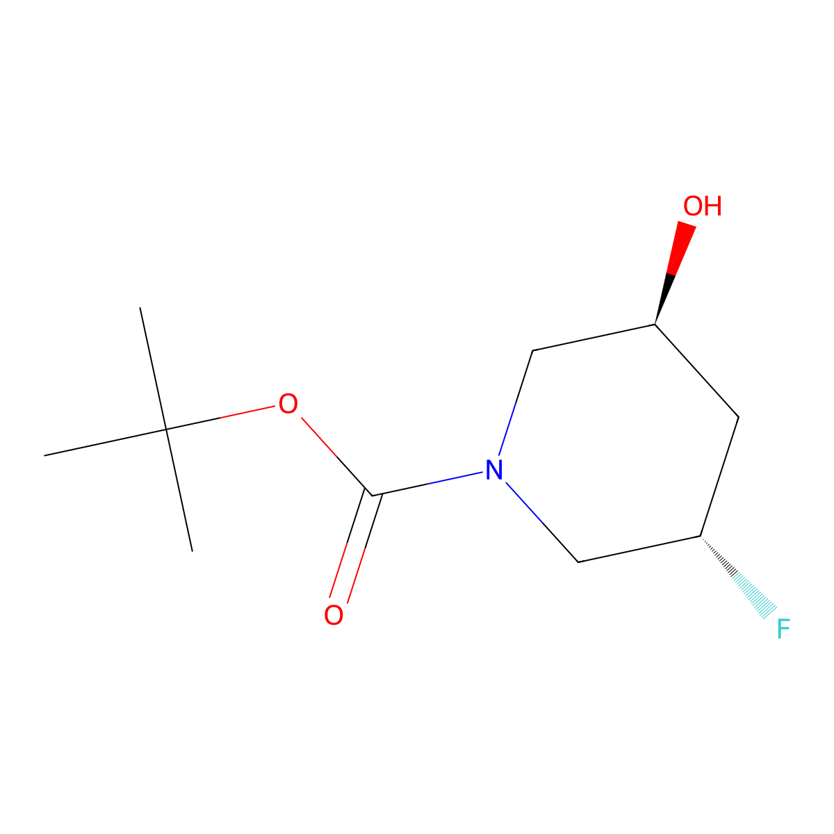 Tert-butyl (3S,5S)-3-fluoro-5-hydroxypiperidine-1-carboxylate molecular structure, CAS 2413846-81-6