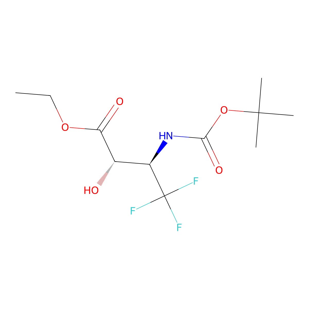 rac-ethyl (2R,3S)-3-{[(tert-butoxy)carbonyl]amino}-4,4,4-trifluoro-2-hydroxybutanoate molecular structure, CAS 2413846-91-8